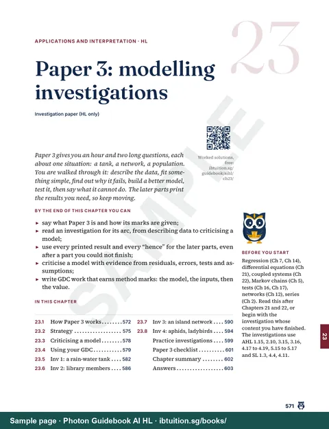 Sample page from Volume 2: Paper 3: modelling investigations (Ch 23)