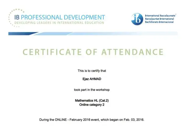 IB Certified Math AA HL Tutor — Mr Ejaz