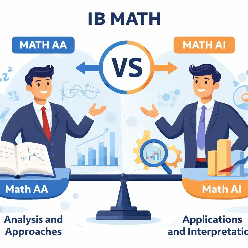 IB Math AA vs AI comparison — Analysis and Approaches focuses on pure mathematics while Applications and Interpretation emphasizes real-world modelling and statistics